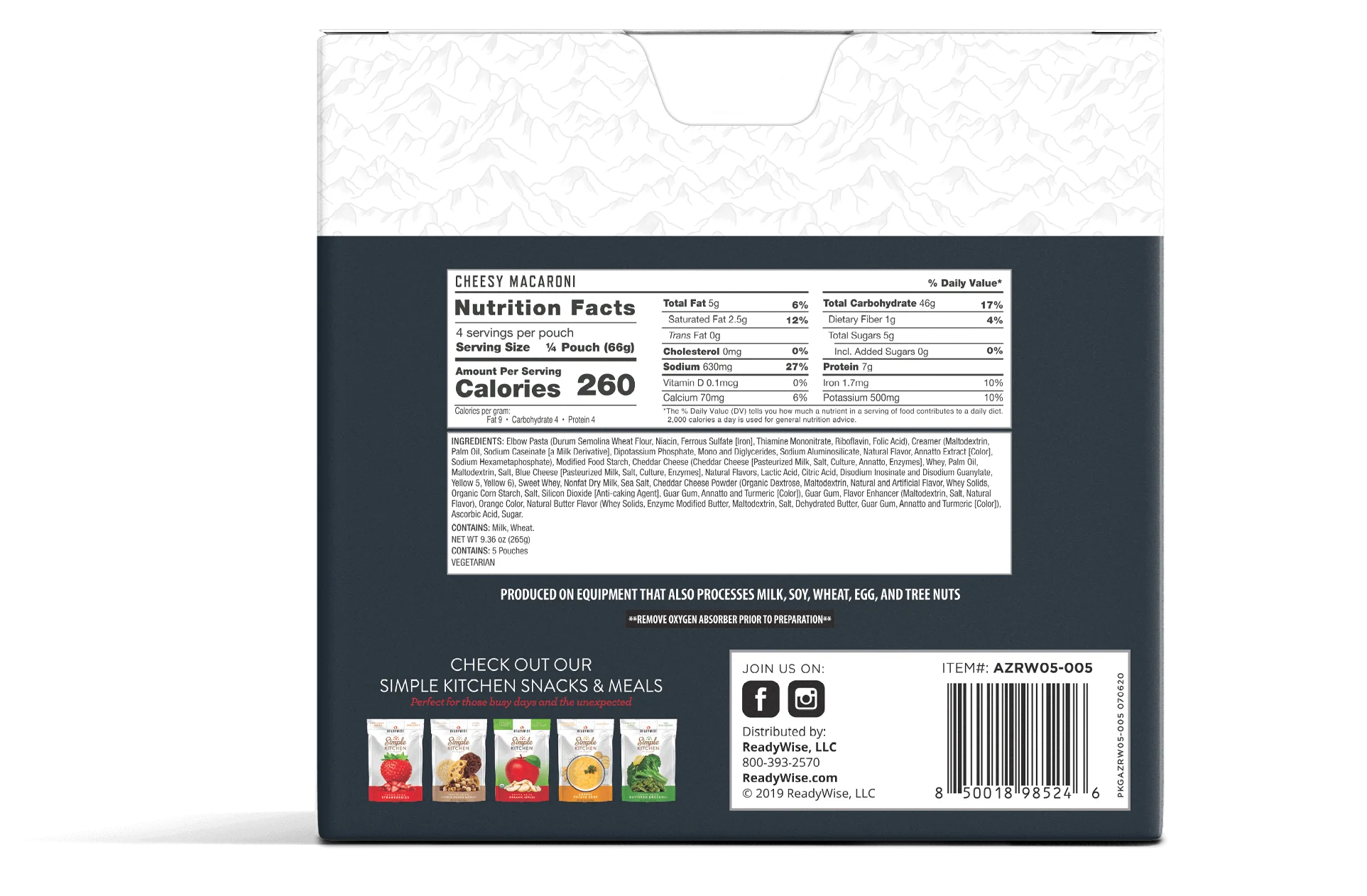 Emergency Food Favorite - Cheesy Macaroni (5 x 4 Serving Pouches) - Image 2