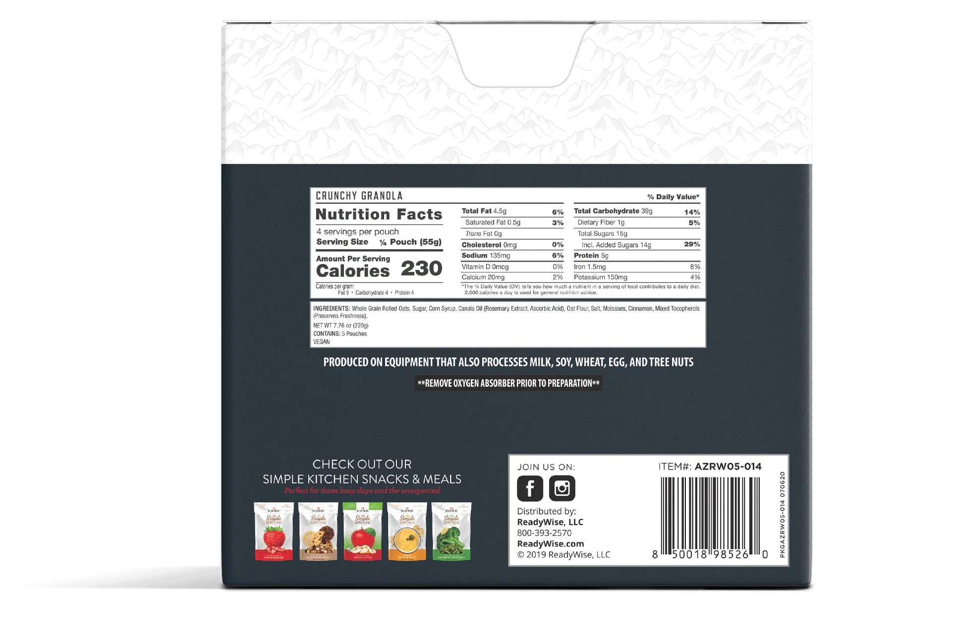 Emergency Food Favorite - Crunchy Granola (5 x 4 Serving Pouches) - Image 3