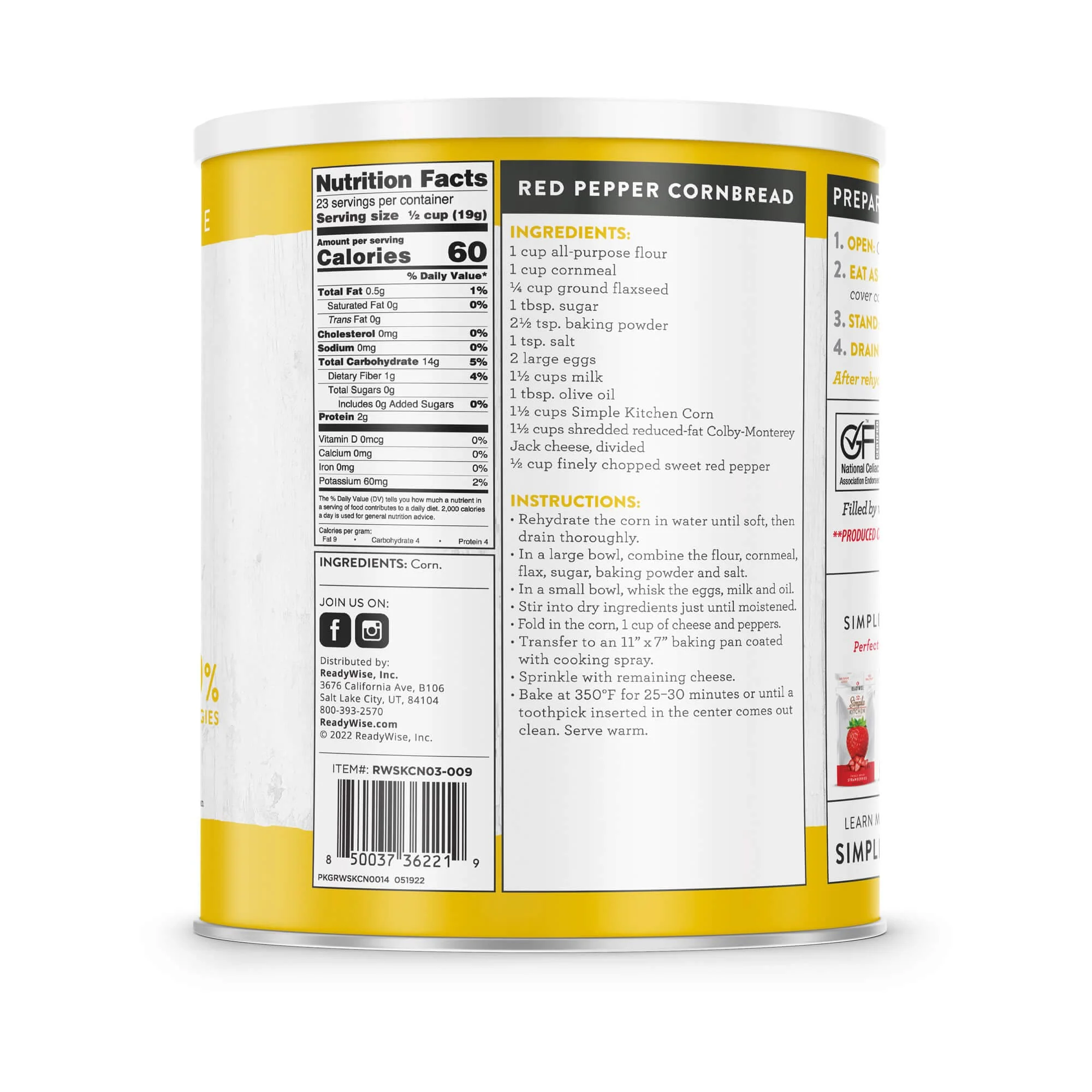 Corn – Freeze-Dried #10 Can – 23 Servings | ReadyWise - Image 3